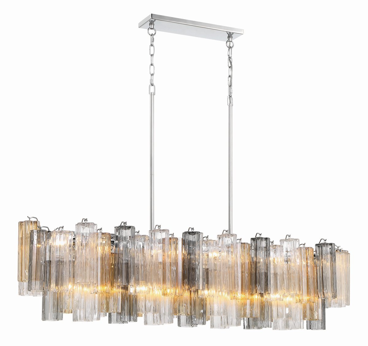 Aurora Linear Chandelier Glass Tube Tiered Amber