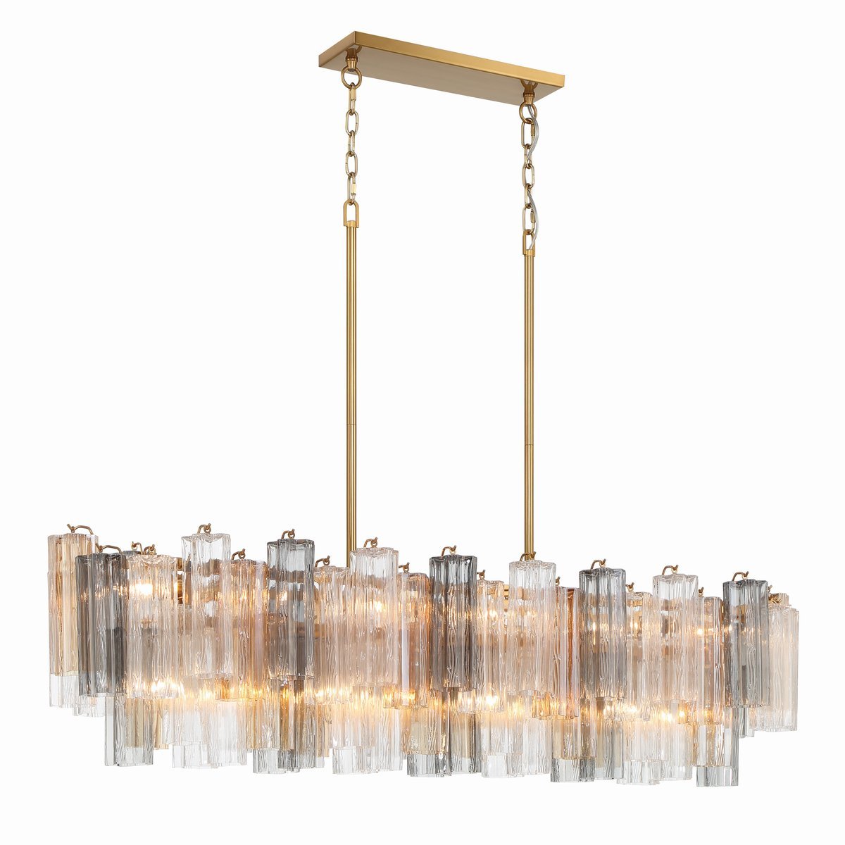 Aurora Linear Chandelier Glass Tube Tiered Amber