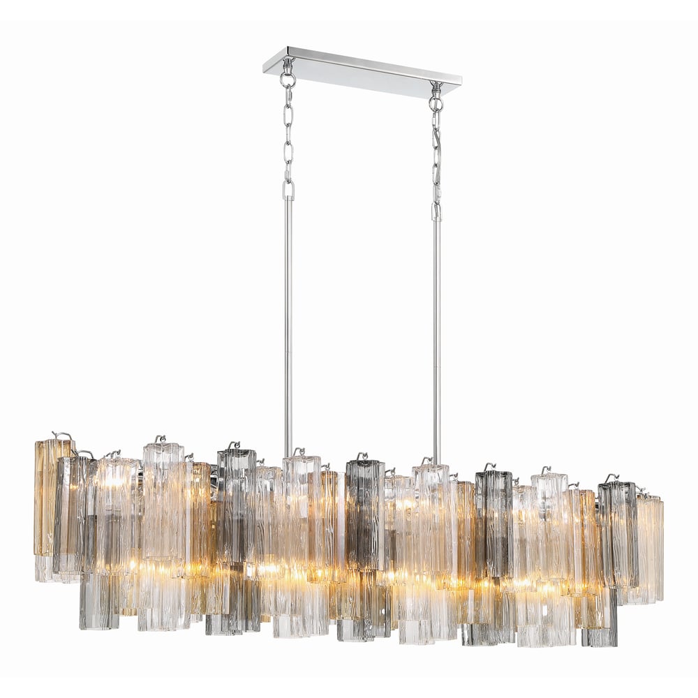 Aurora Linear Chandelier Glass Tube Tiered Amber