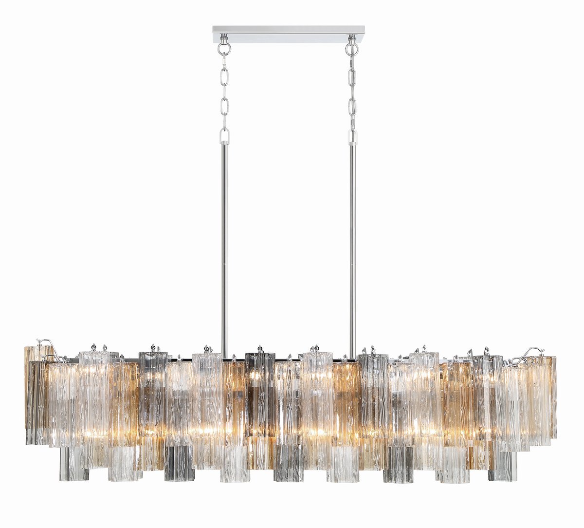 Aurora Linear Chandelier Glass Tube Tiered Amber
