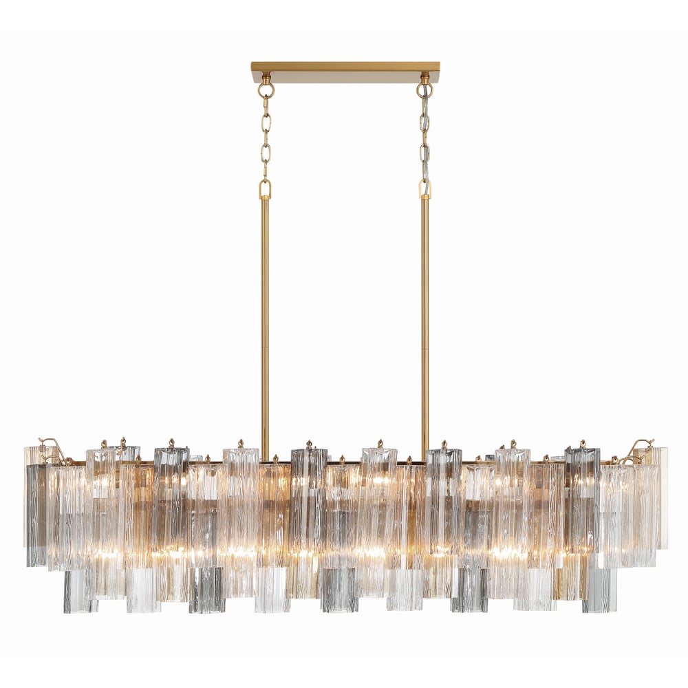 Aurora Linear Chandelier Glass Tube Tiered Amber