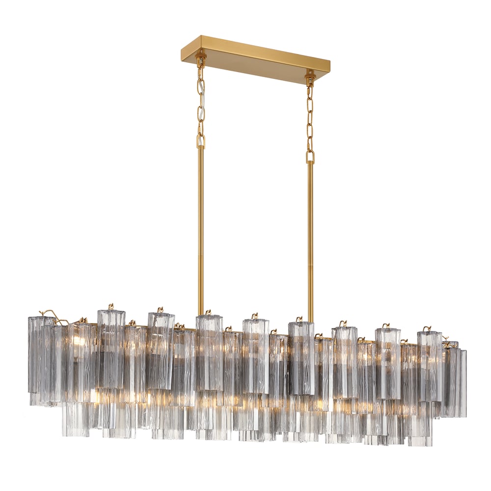 Aurora Linear Chandelier Glass Tube Tiered Amber