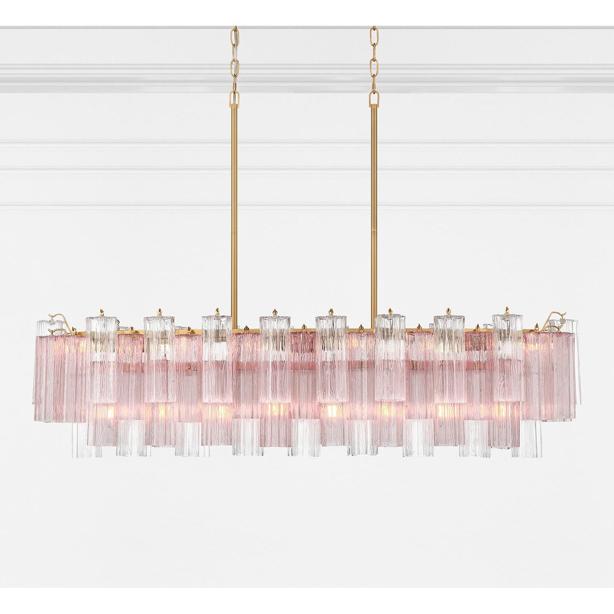Aurora Linear Chandelier Glass Tube Tiered Amber