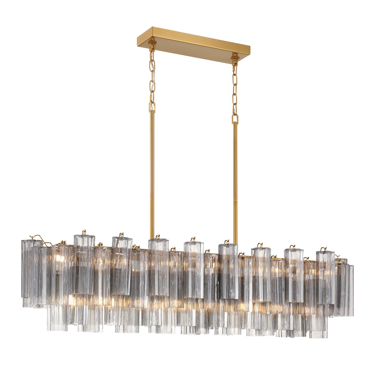 Aurora Linear Chandelier Glass Tube Tiered Amber
