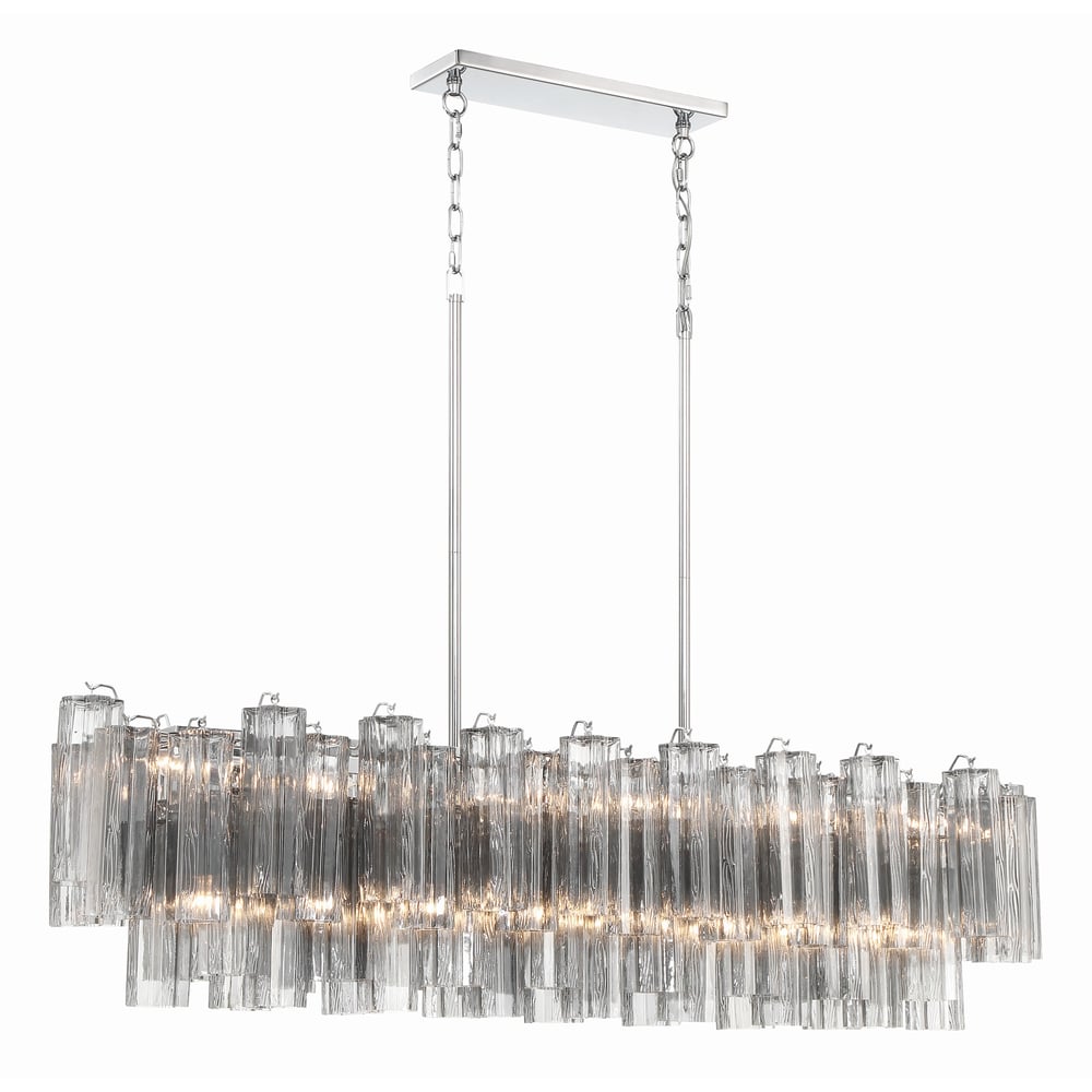 Aurora Linear Chandelier Glass Tube Tiered Amber