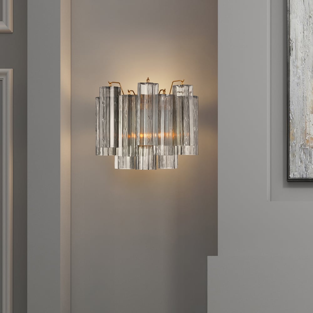 Aurora Wall Light Tronchi Glass Tube Tiered Amber Modern