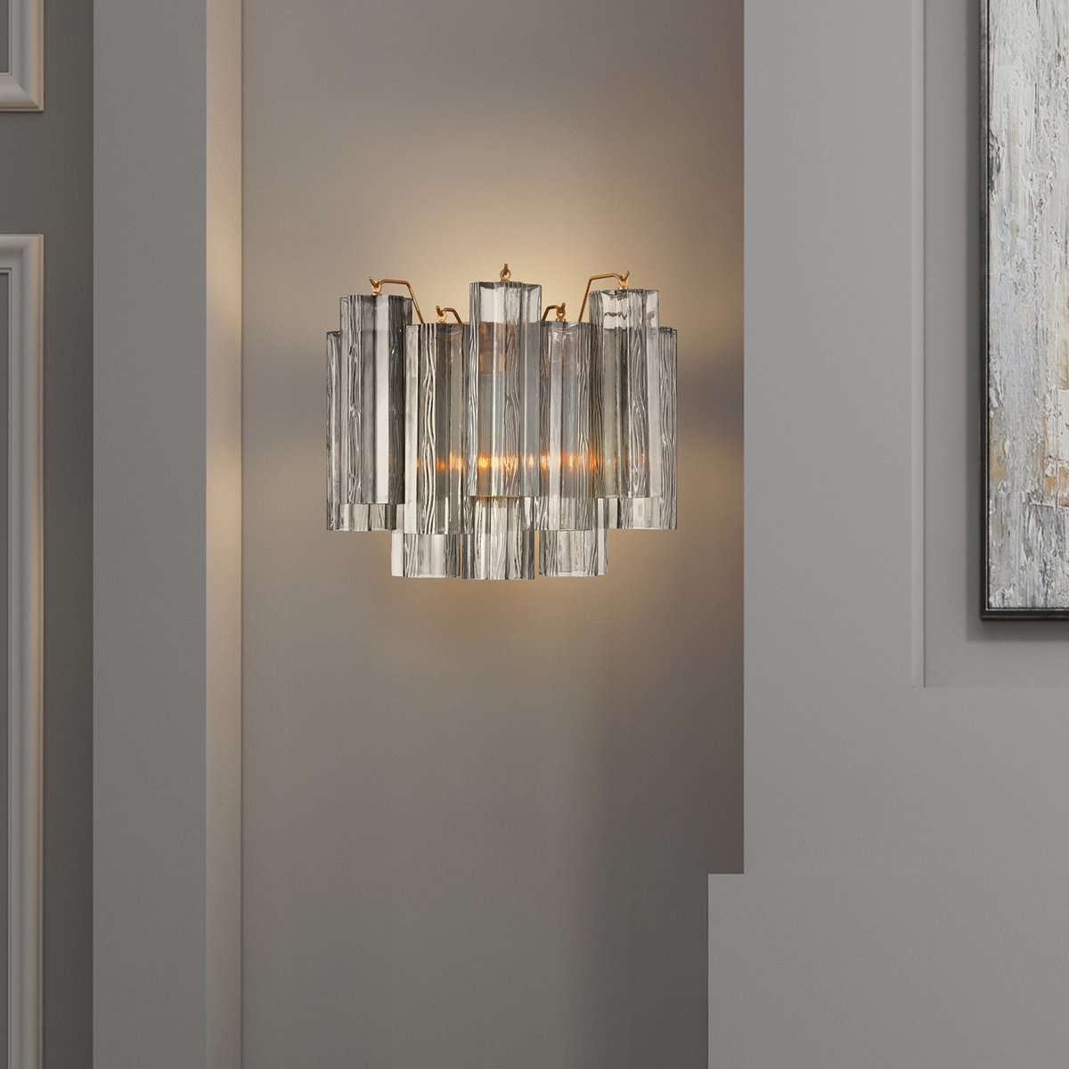 Aurora Wall Light Tronchi Glass Tube Tiered Amber Modern