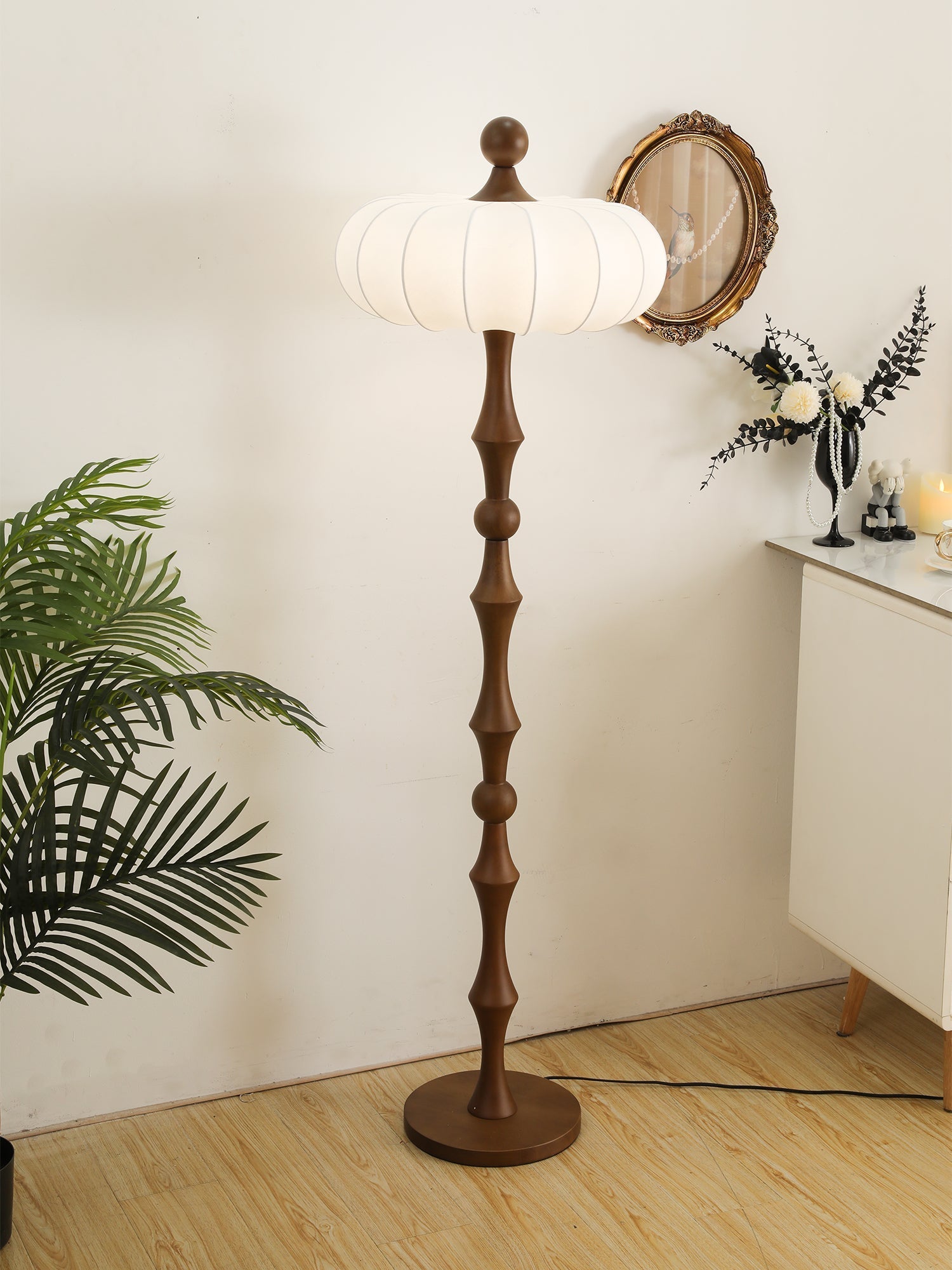 Thira Wood Silk Floor Lamp - Letslighting