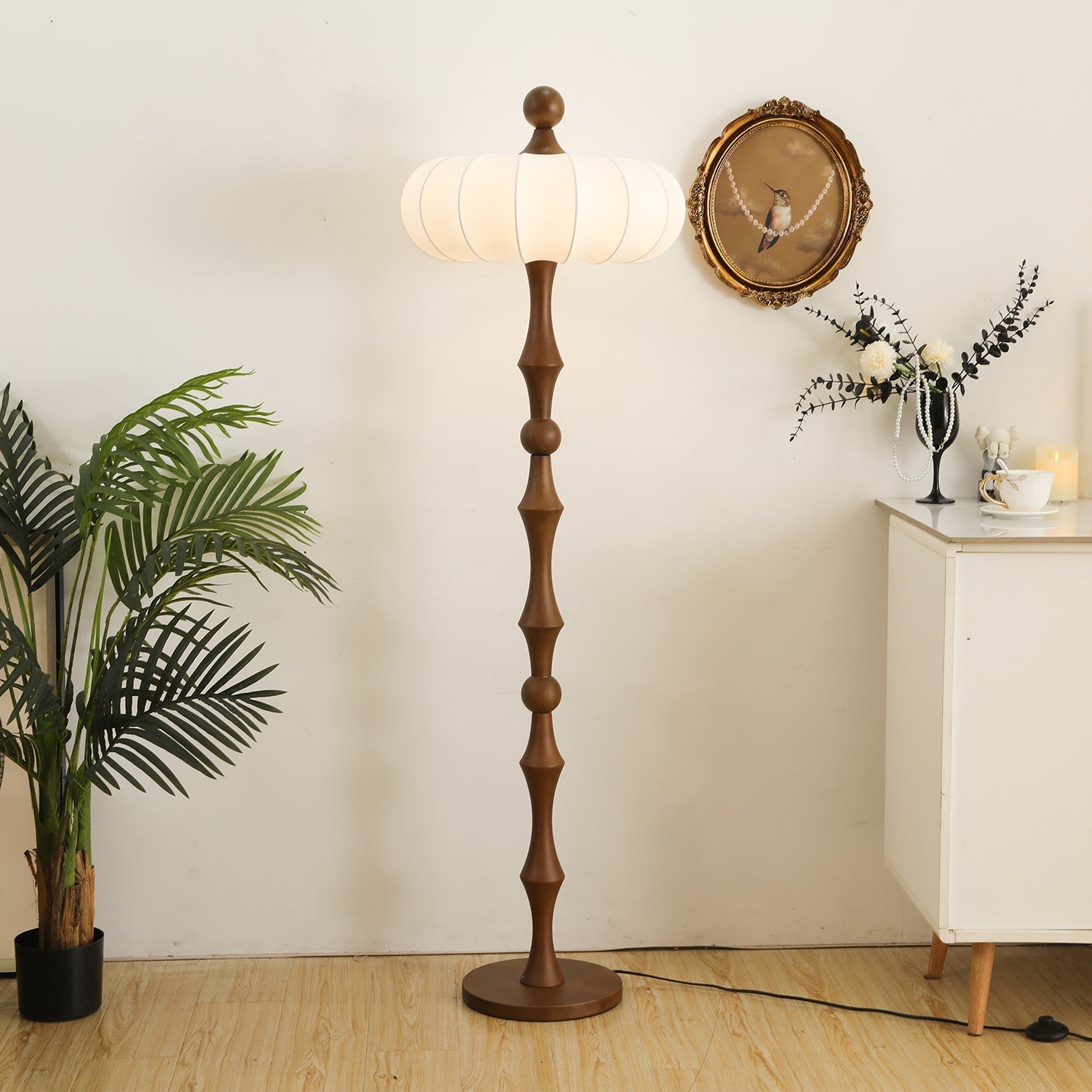 Thira Wood Silk Floor Lamp - Letslighting