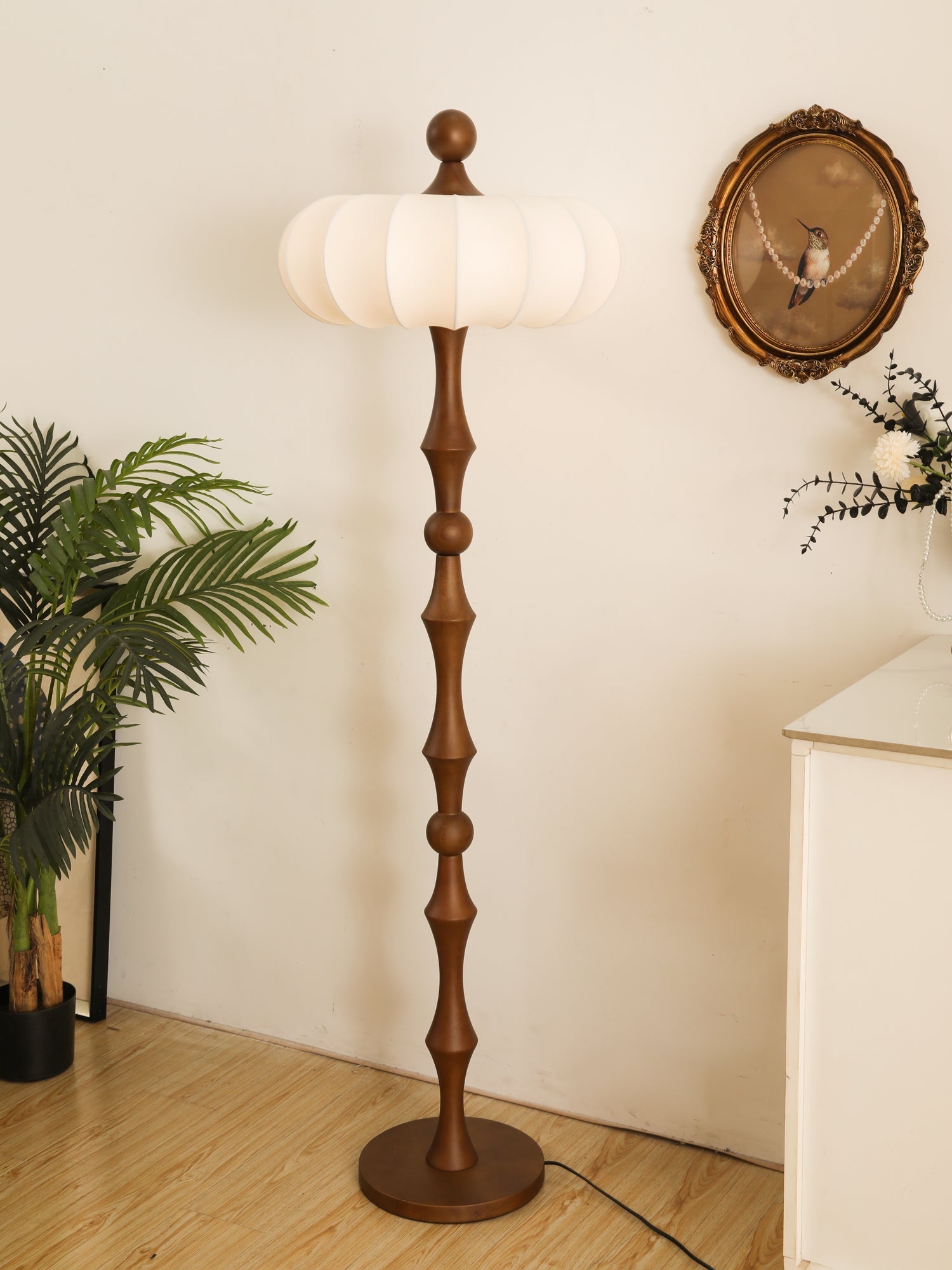 Thira Wood Silk Floor Lamp - Letslighting