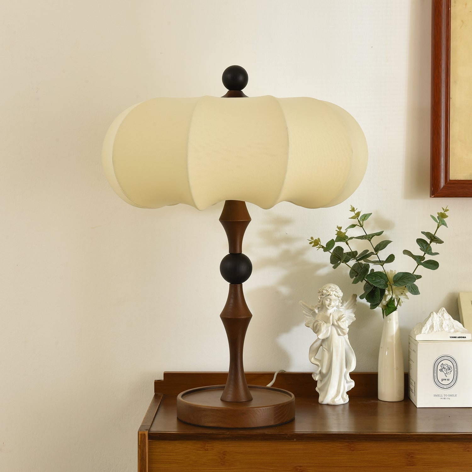 Lumae Wood & Fabric Retro Table Lamp - Letslighting