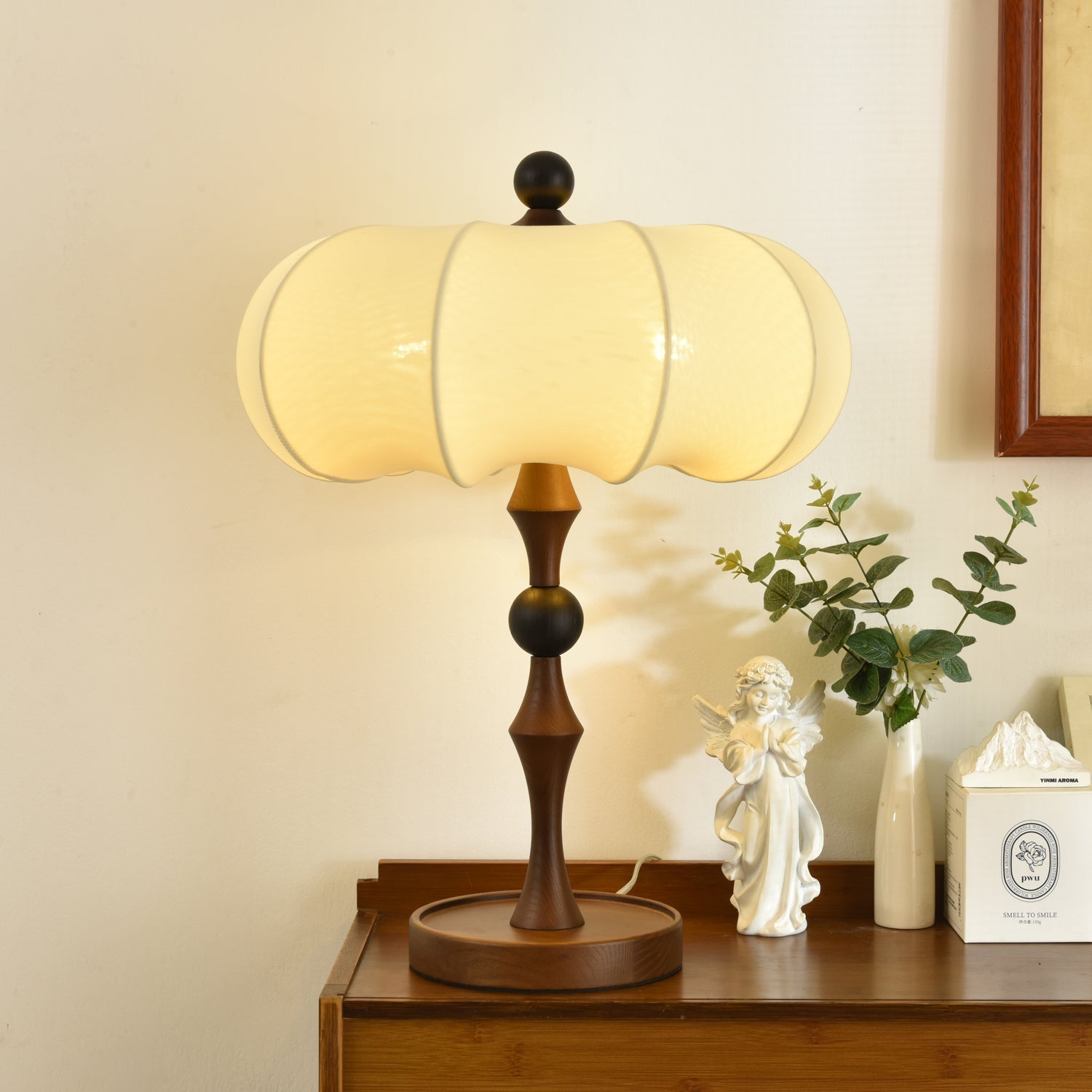 Lumae Wood & Fabric Retro Table Lamp - Letslighting