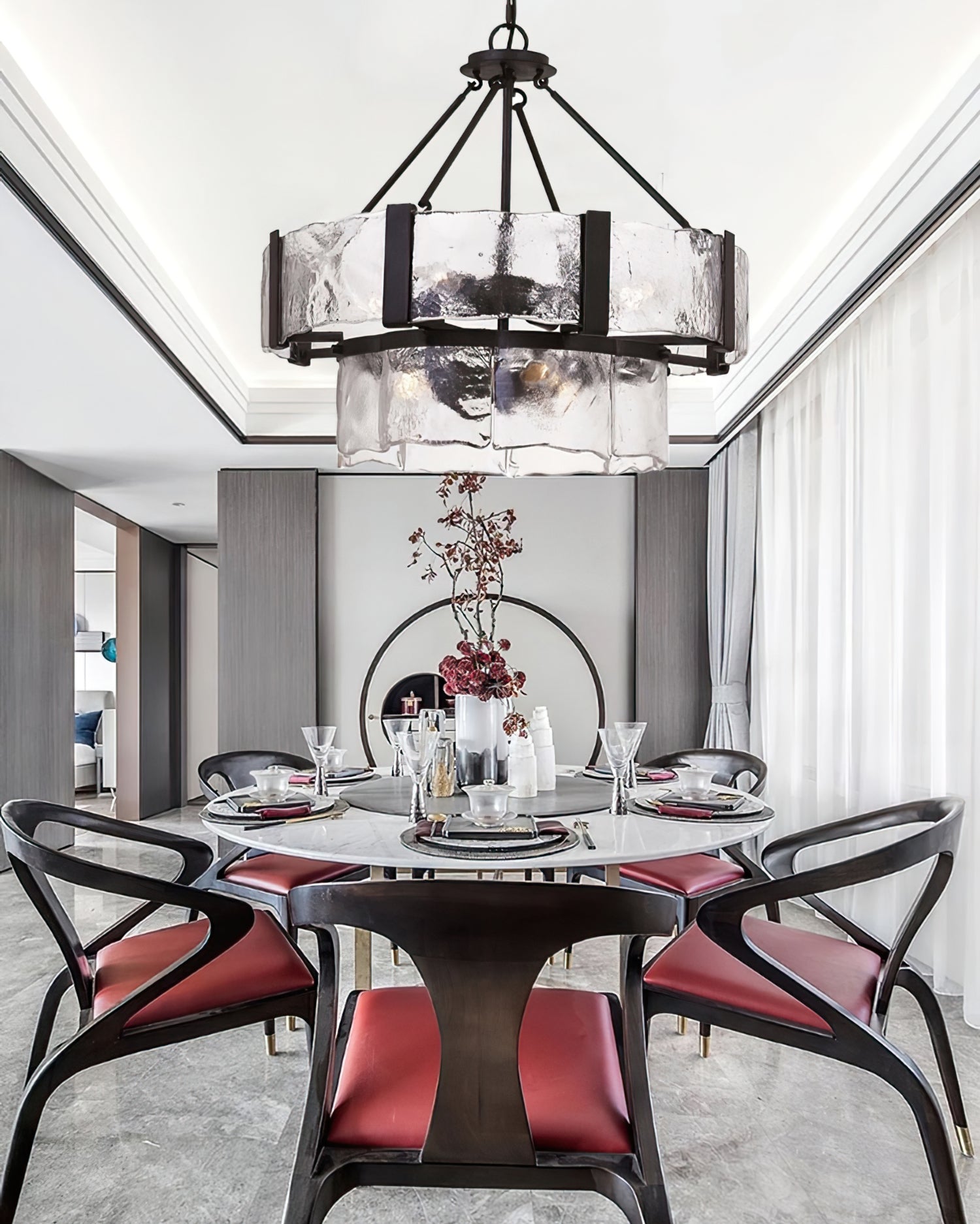 Chandelier Double Layer Textured Glass Modern - Letslighting