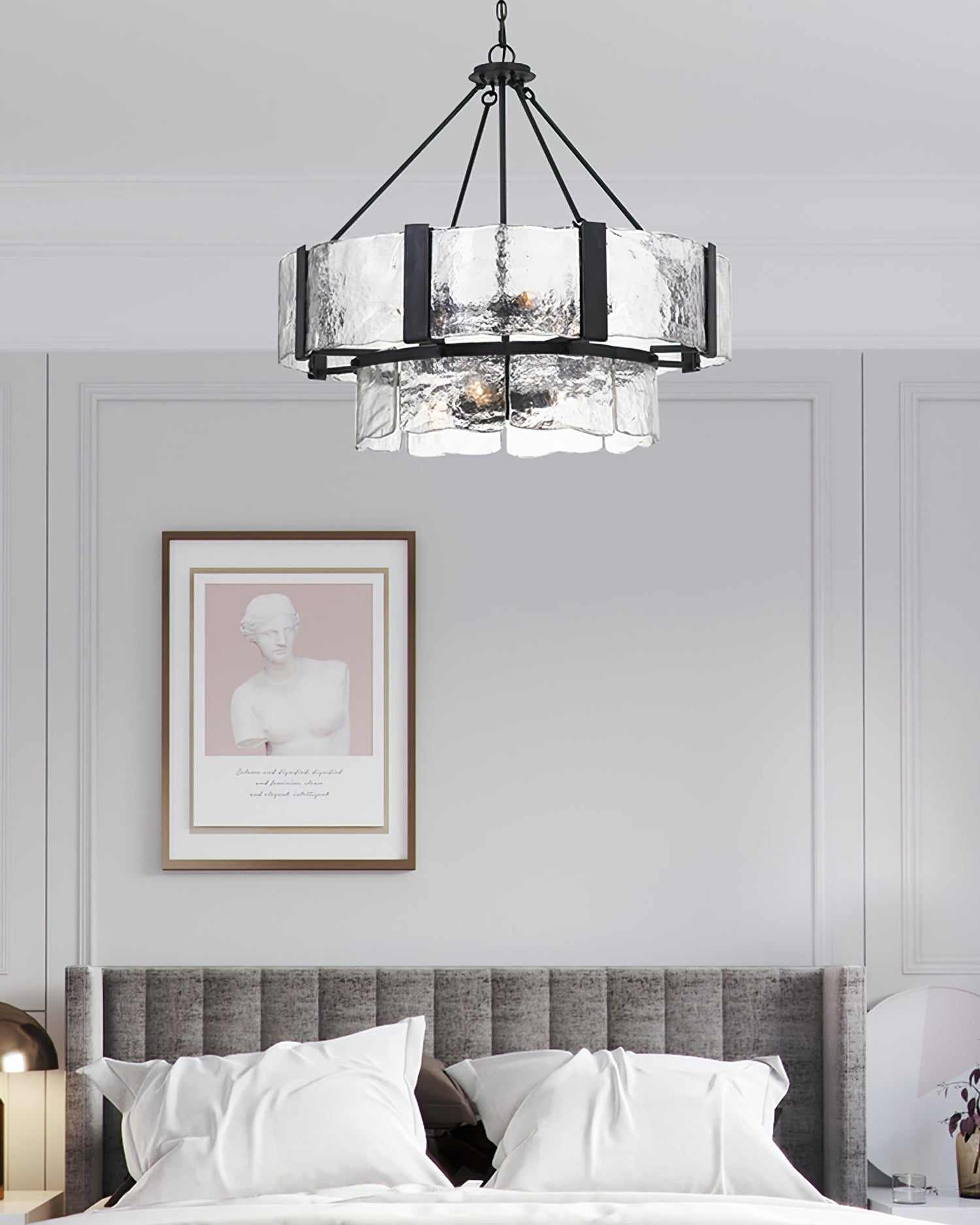 Chandelier Double Layer Textured Glass Modern - Letslighting