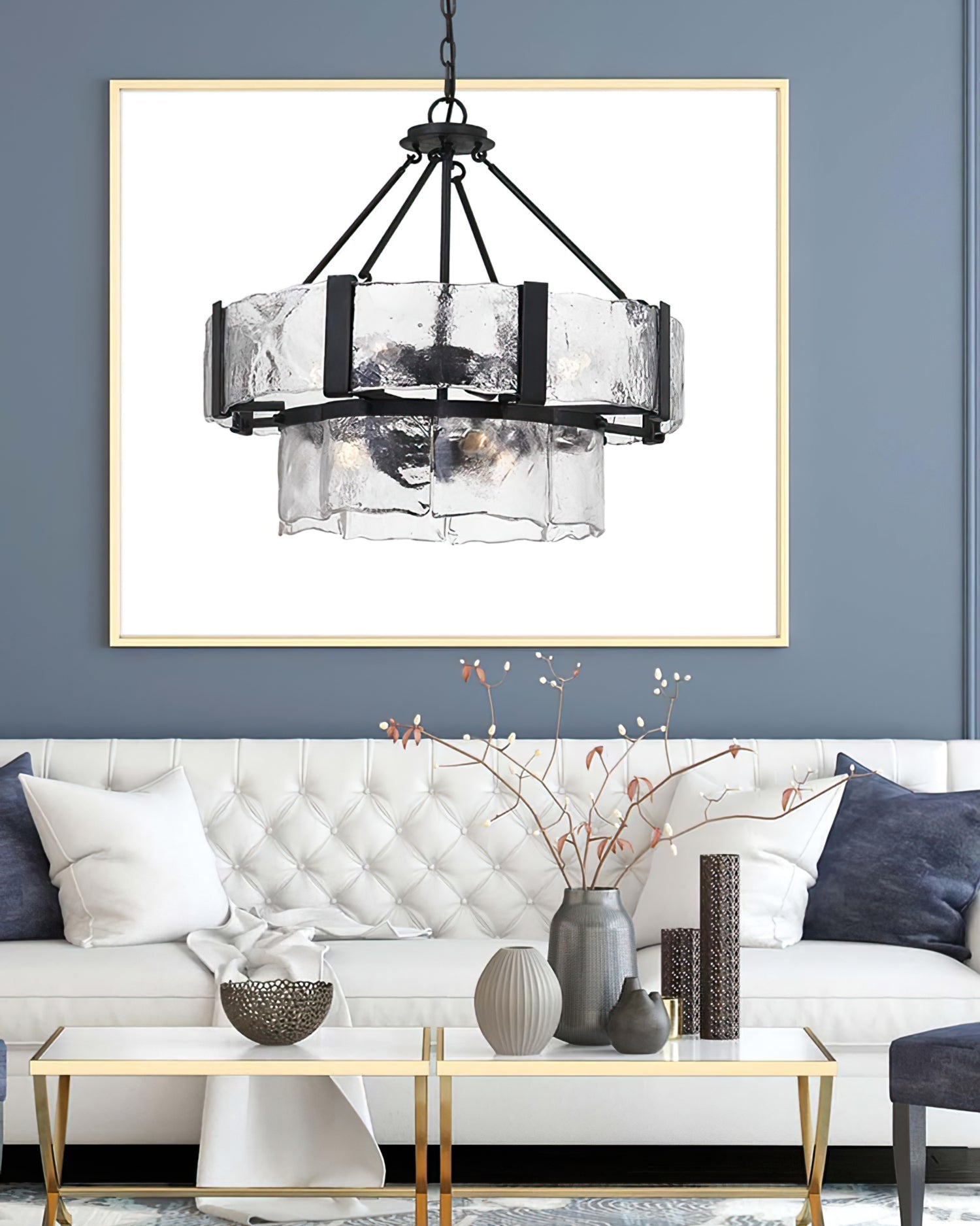 Chandelier Double Layer Textured Glass Modern - Letslighting