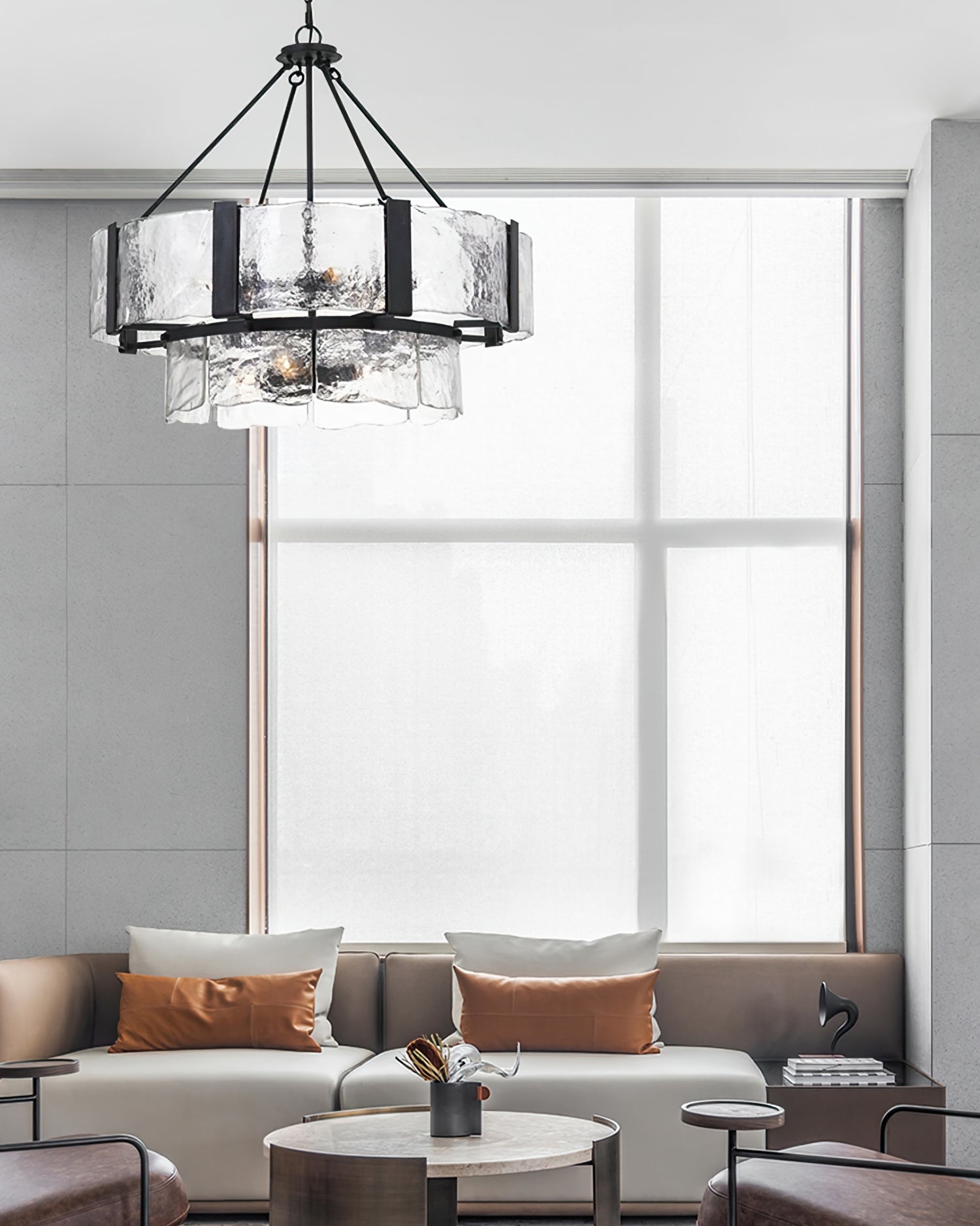 Chandelier Double Layer Textured Glass Modern - Letslighting