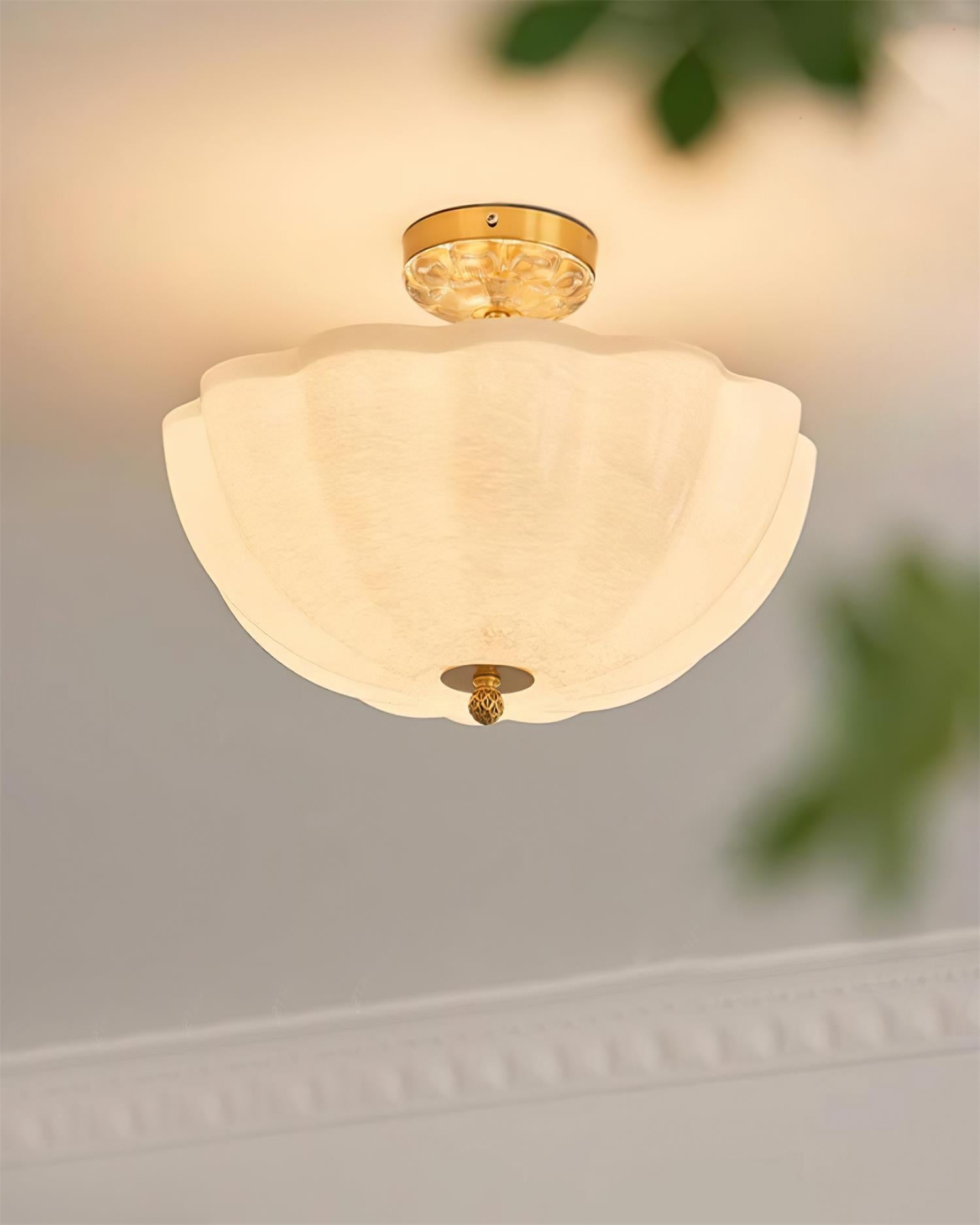Ceiling Light Brass and Glass with Elegant Petal Silhouette Modern - Letslighting