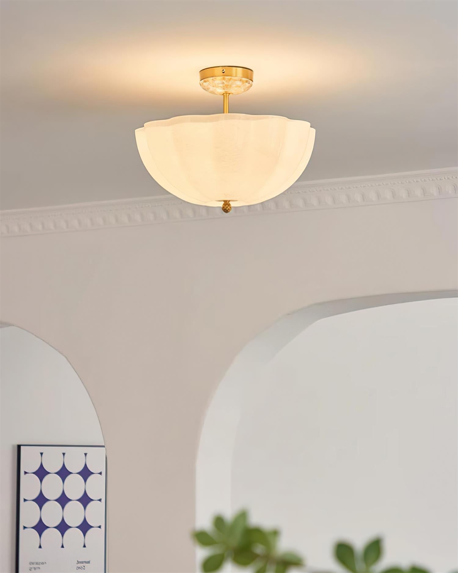 Ceiling Light Brass and Glass with Elegant Petal Silhouette Modern - Letslighting