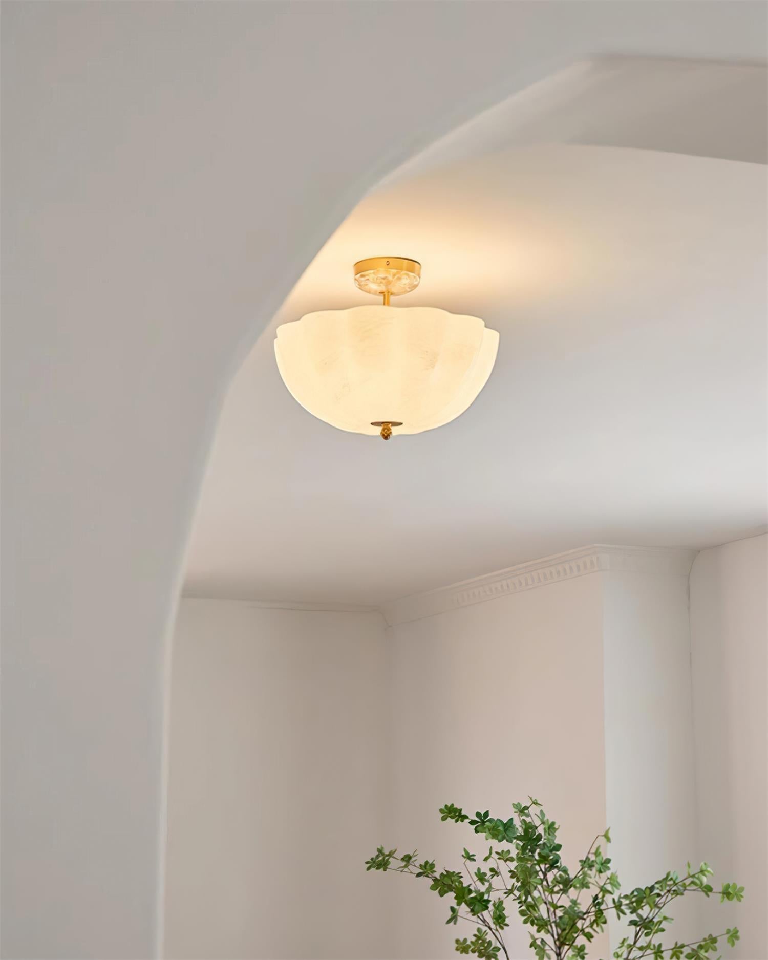 Ceiling Light Brass and Glass with Elegant Petal Silhouette Modern - Letslighting
