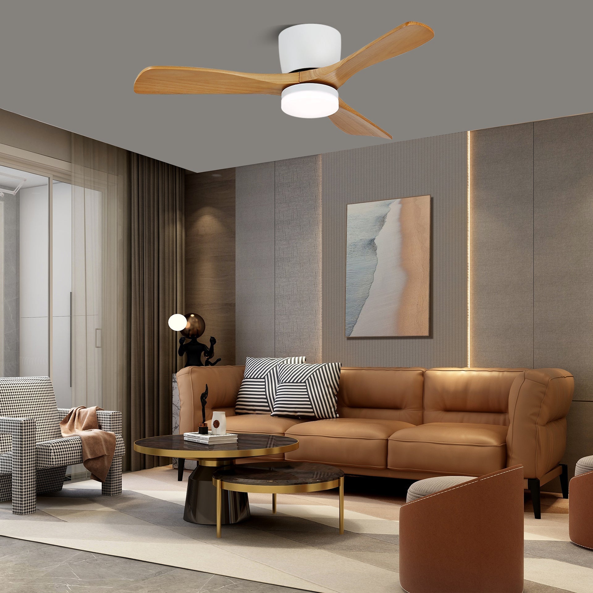 Nerio Minimalist Wood Ceiling Fan Light - Letslighting