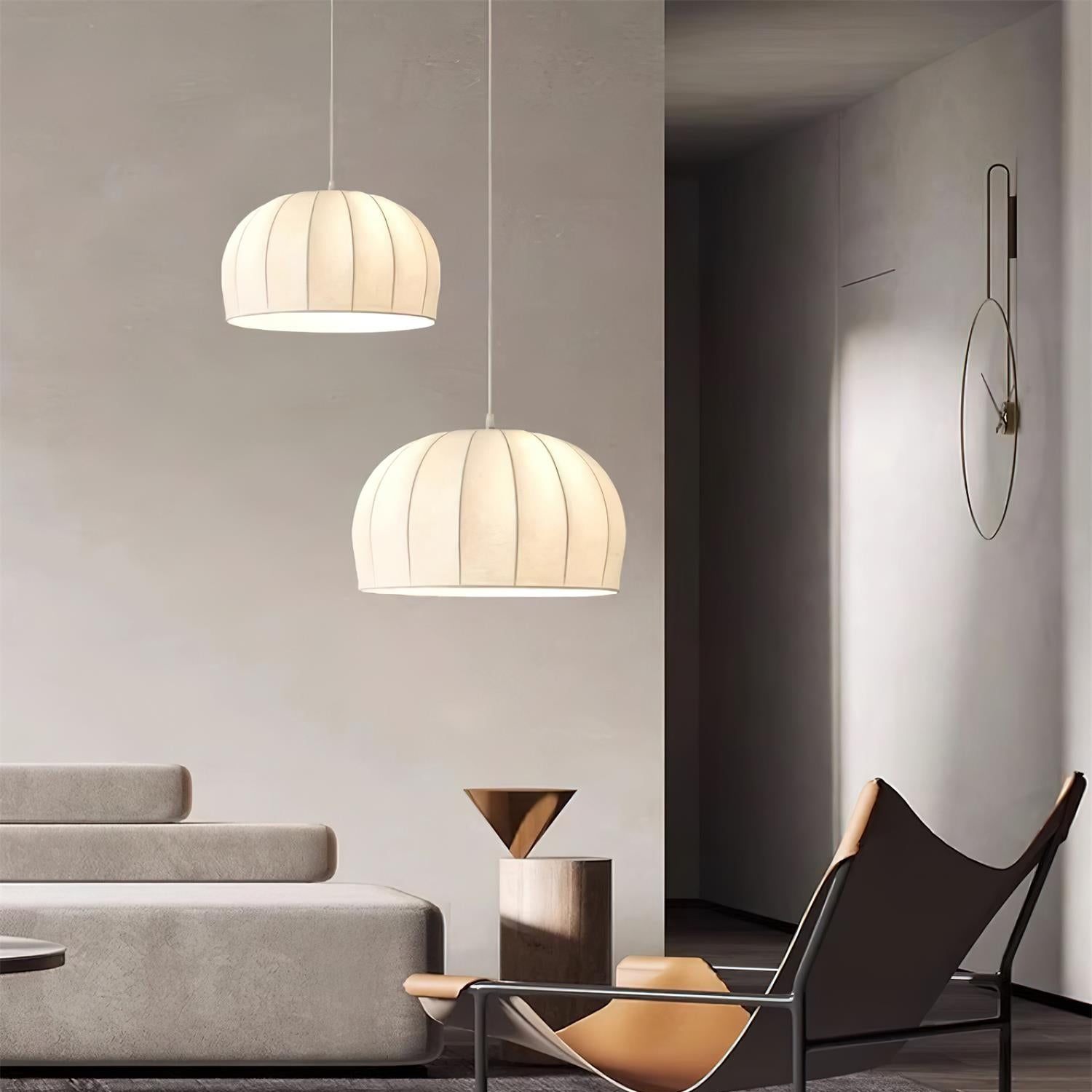 Nova White Fabric Dome Pendant Light - Letslighting