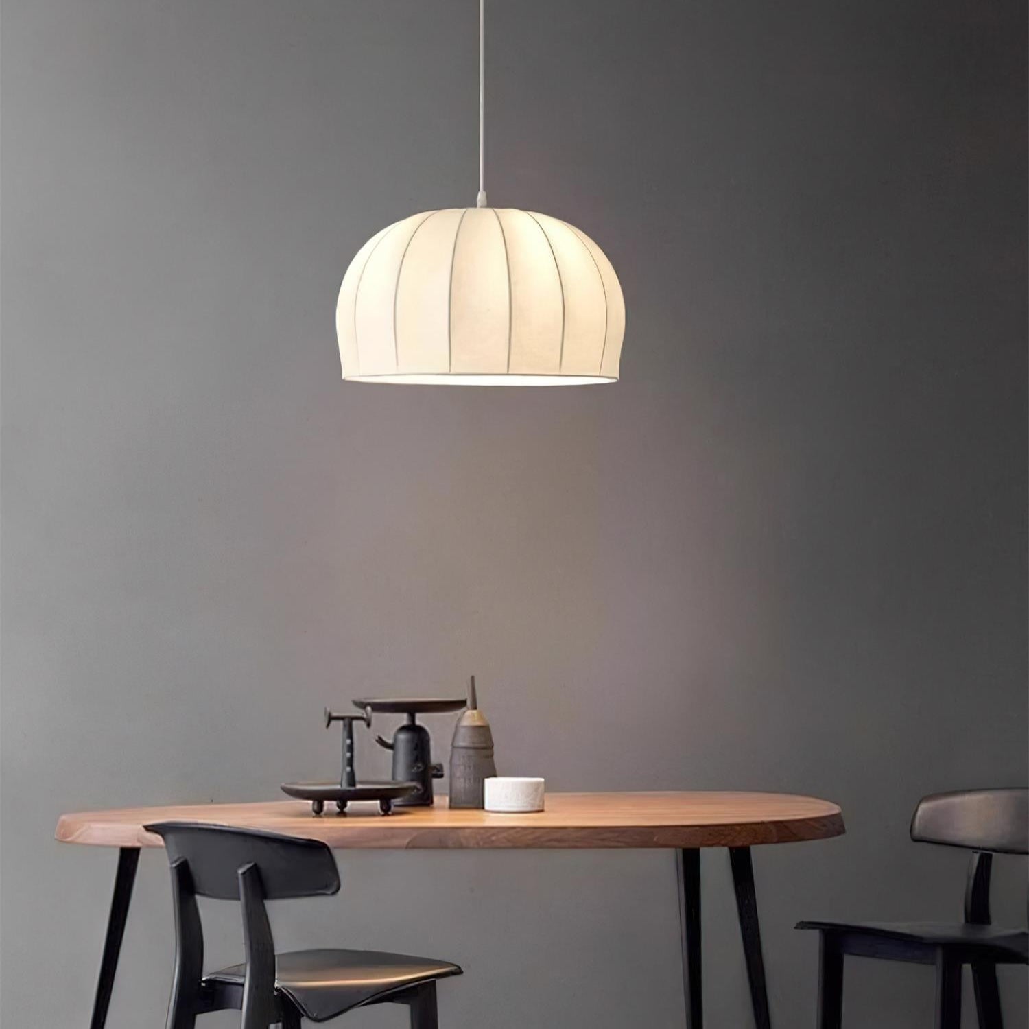 Nova White Fabric Dome Pendant Light - Letslighting