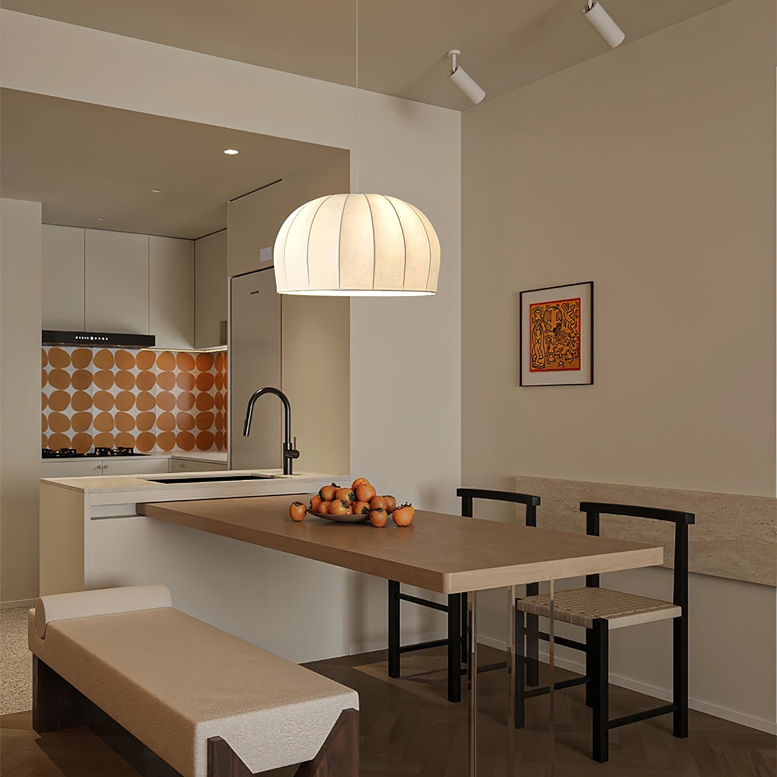Nova White Fabric Dome Pendant Light - Letslighting