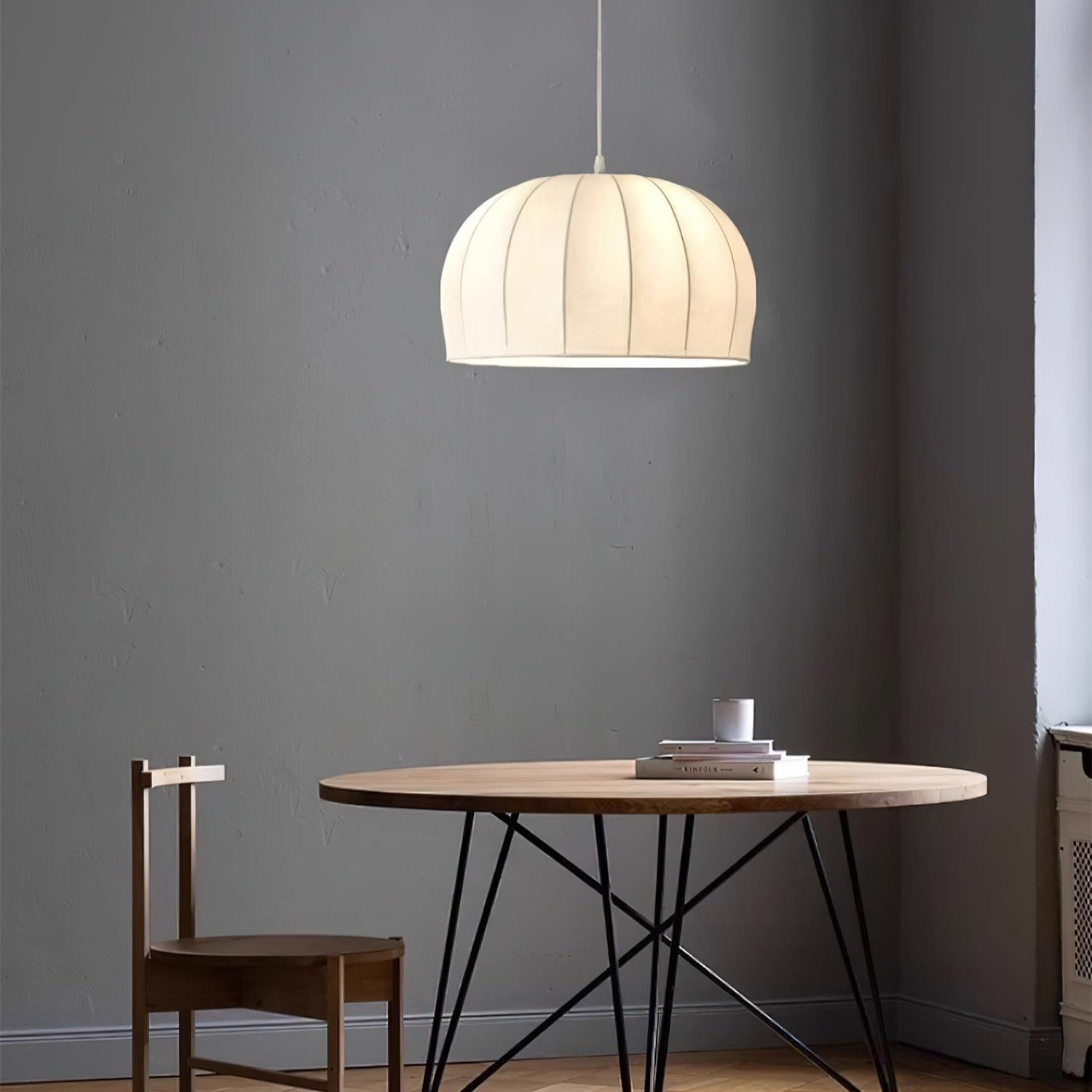 Nova White Fabric Dome Pendant Light - Letslighting