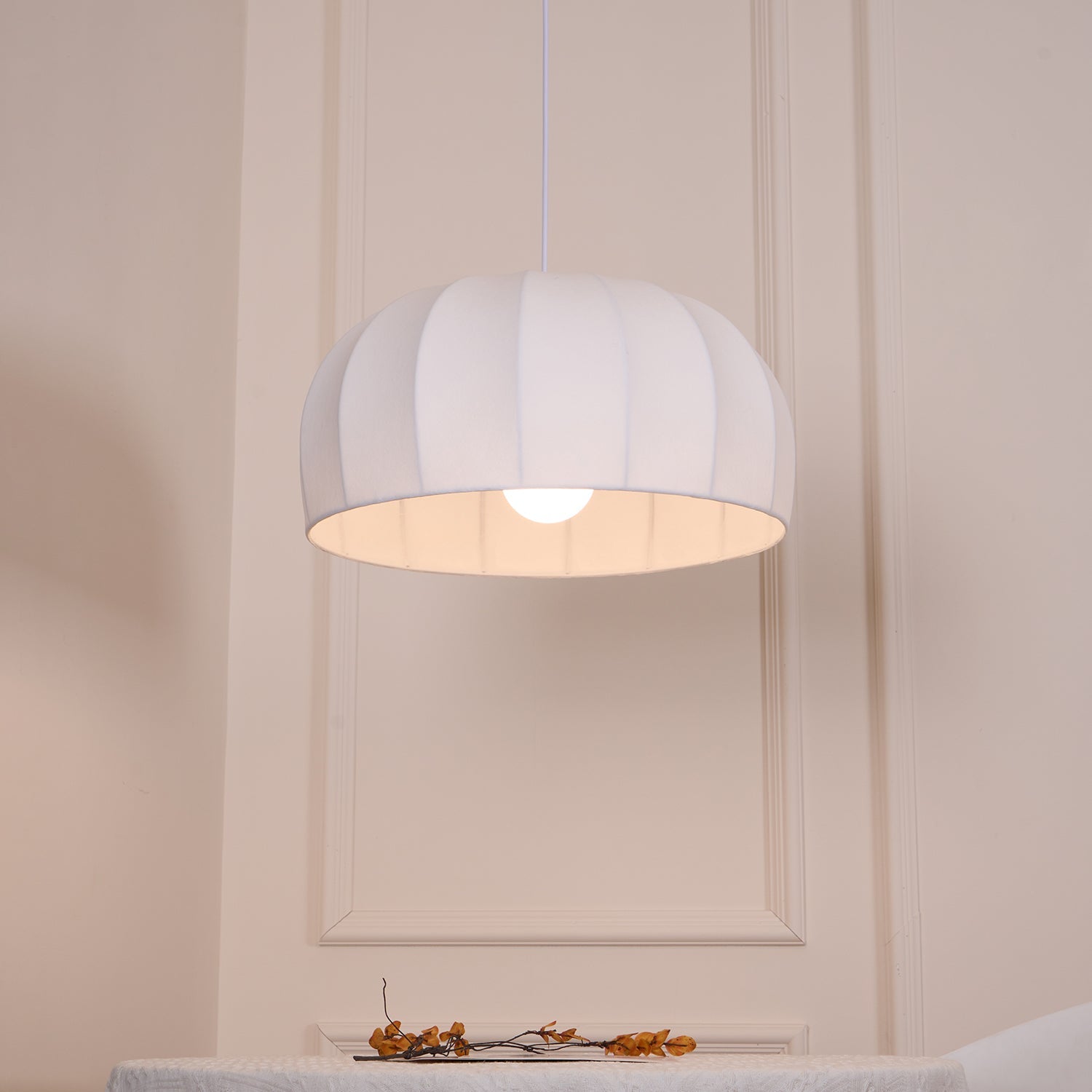 Nova White Fabric Dome Pendant Light - Letslighting