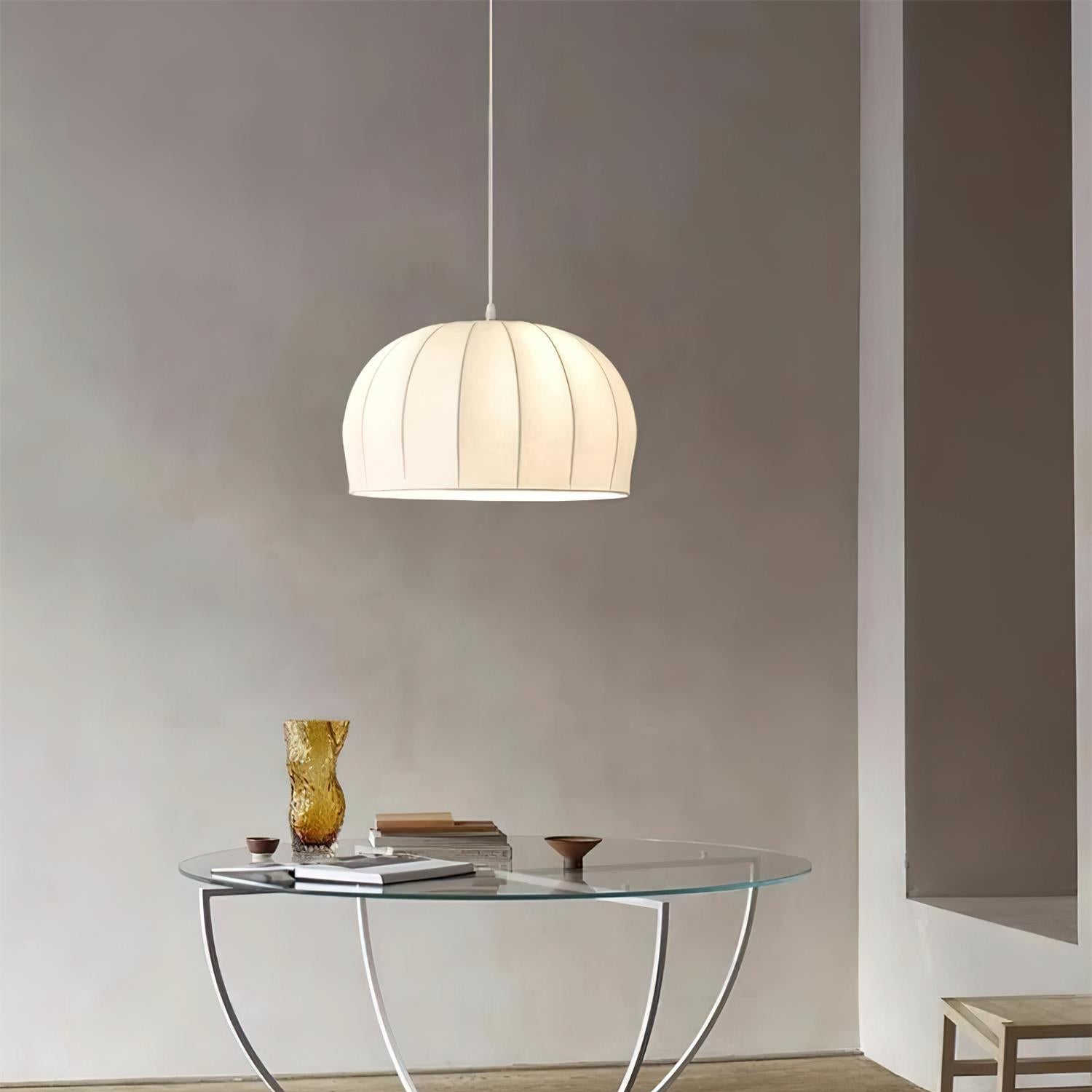 Nova White Fabric Dome Pendant Light - Letslighting
