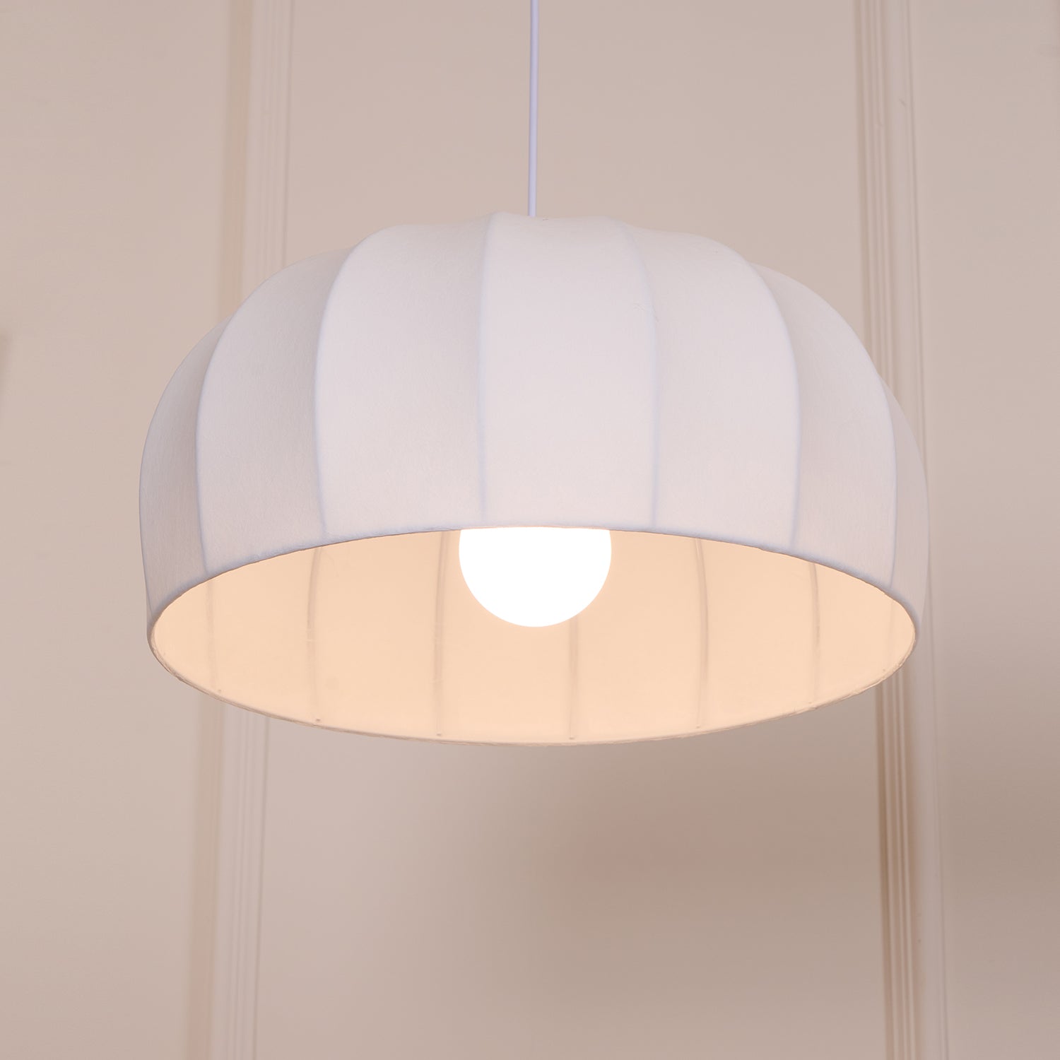 Nova White Fabric Dome Pendant Light - Letslighting