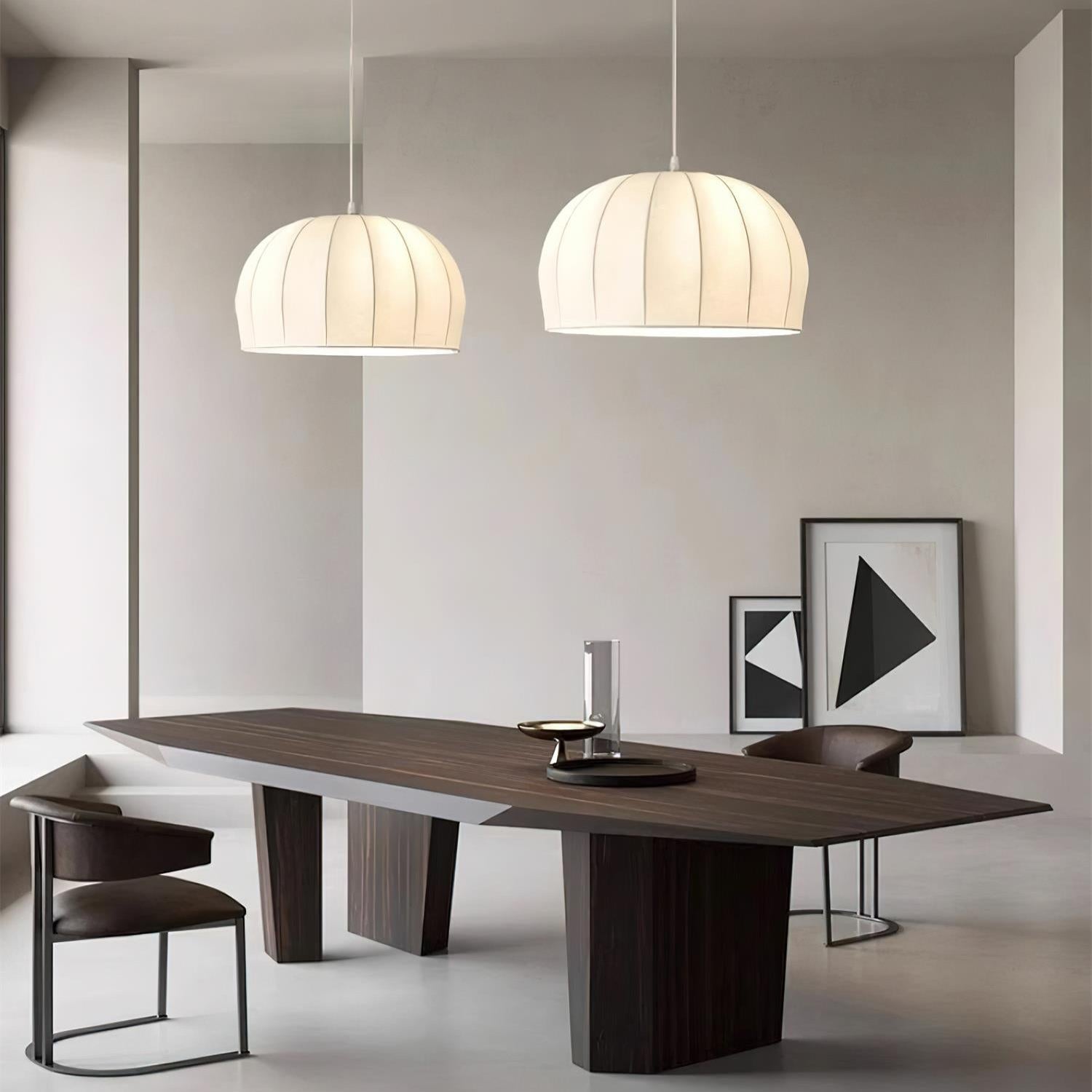 Nova White Fabric Dome Pendant Light - Letslighting