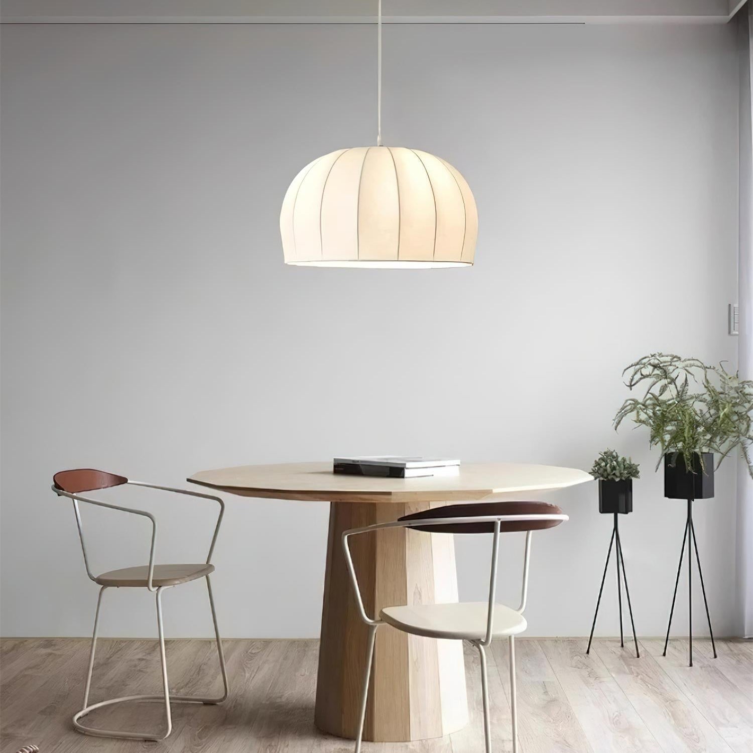 Nova White Fabric Dome Pendant Light - Letslighting