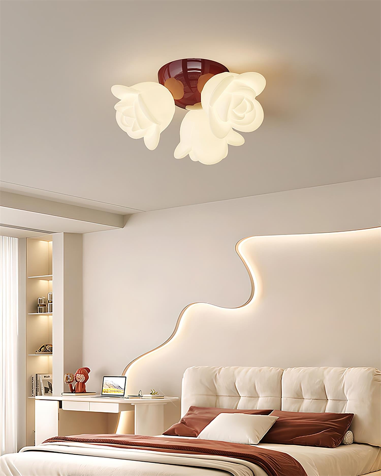 Ceiling Light Canopy and PE Rose Shape Floral Artistic Accent - Letslighting