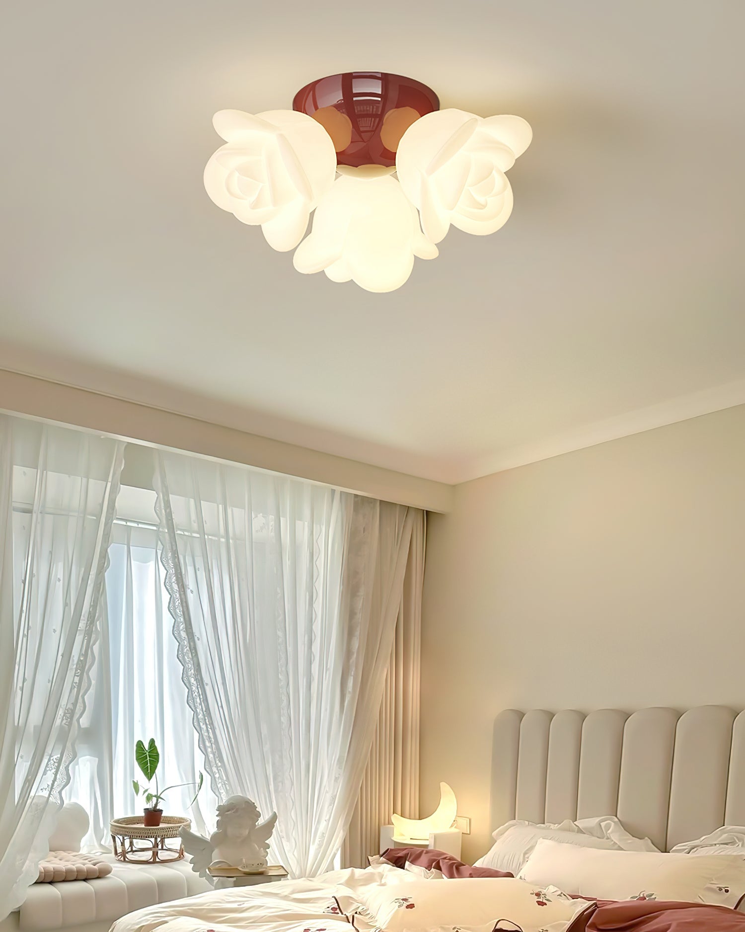 Ceiling Light Canopy and PE Rose Shape Floral Artistic Accent - Letslighting