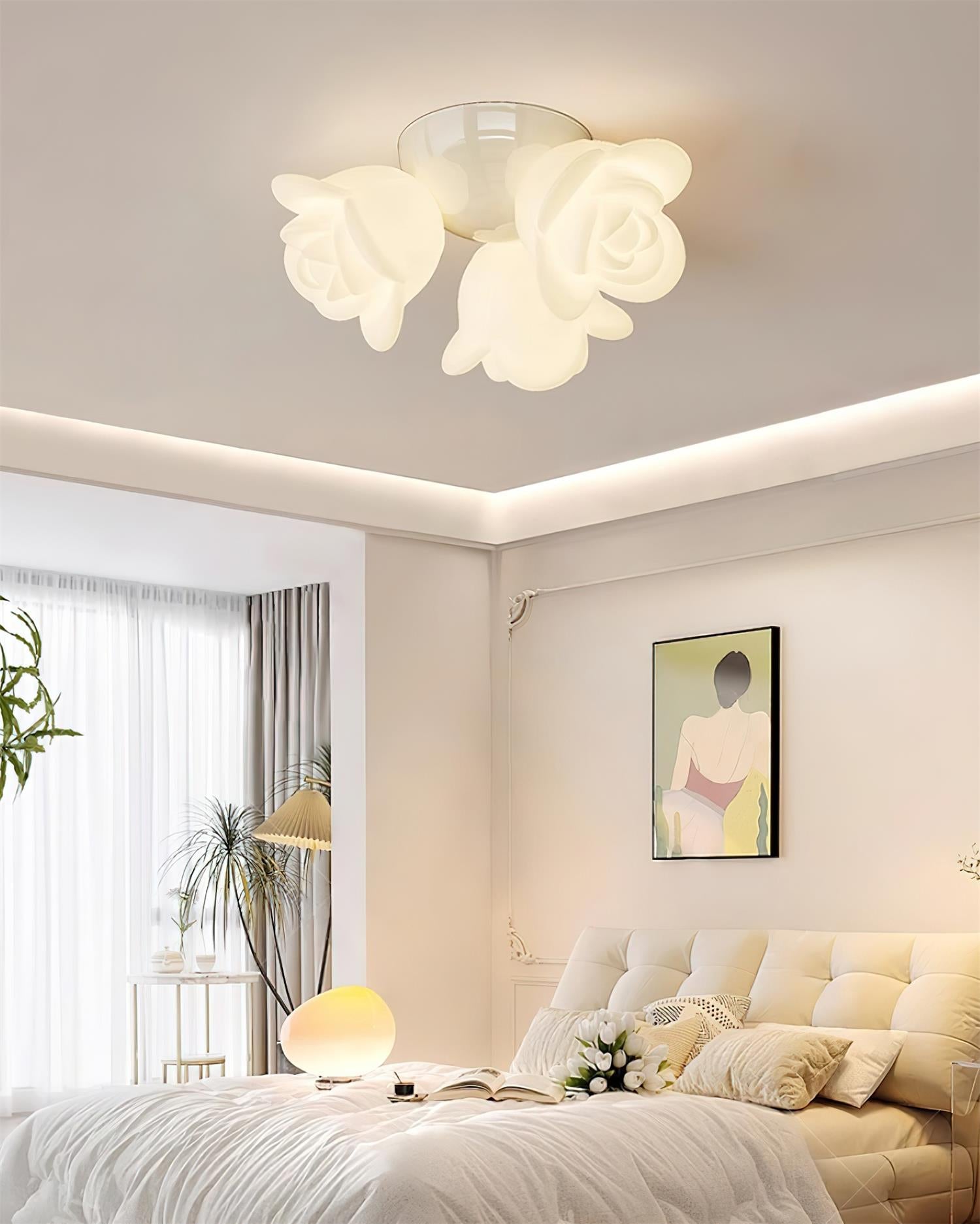 Ceiling Light Canopy and PE Rose Shape Floral Artistic Accent - Letslighting