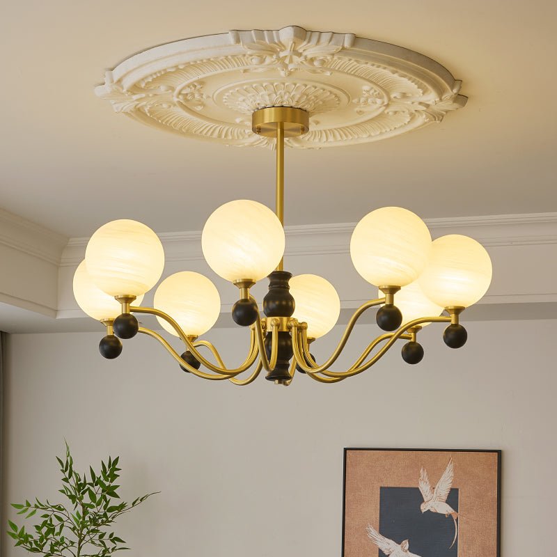 Ershaan Sphere Elegance Vintage Brass Wood Chandelier - Letslighting