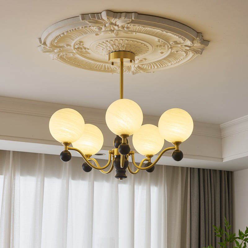 Ershaan Sphere Elegance Vintage Brass Wood Chandelier - Letslighting