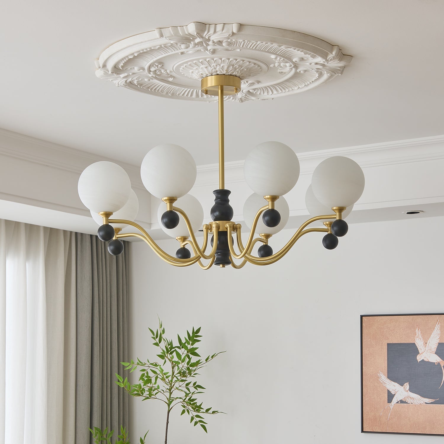 Ershaan Sphere Elegance Vintage Brass Wood Chandelier - Letslighting