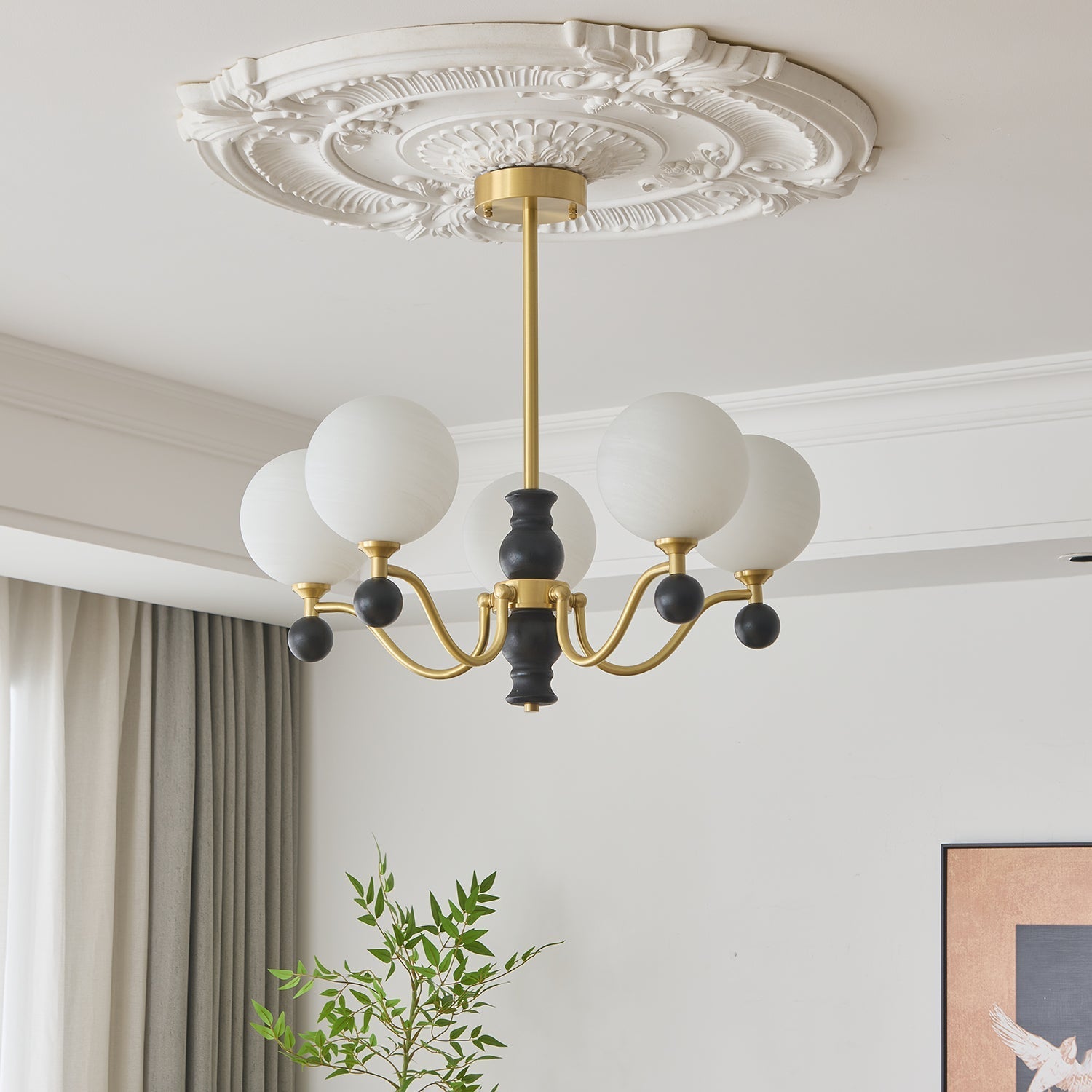 Ershaan Sphere Elegance Vintage Brass Wood Chandelier - Letslighting