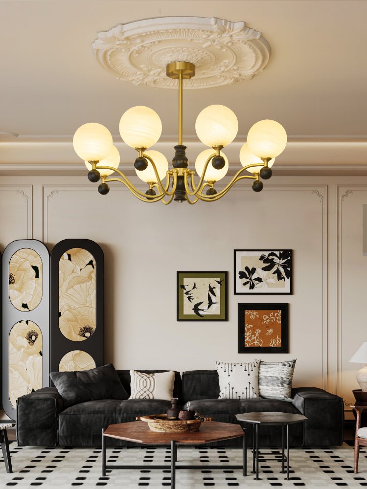 Ershaan Sphere Elegance Vintage Brass Wood Chandelier - Letslighting