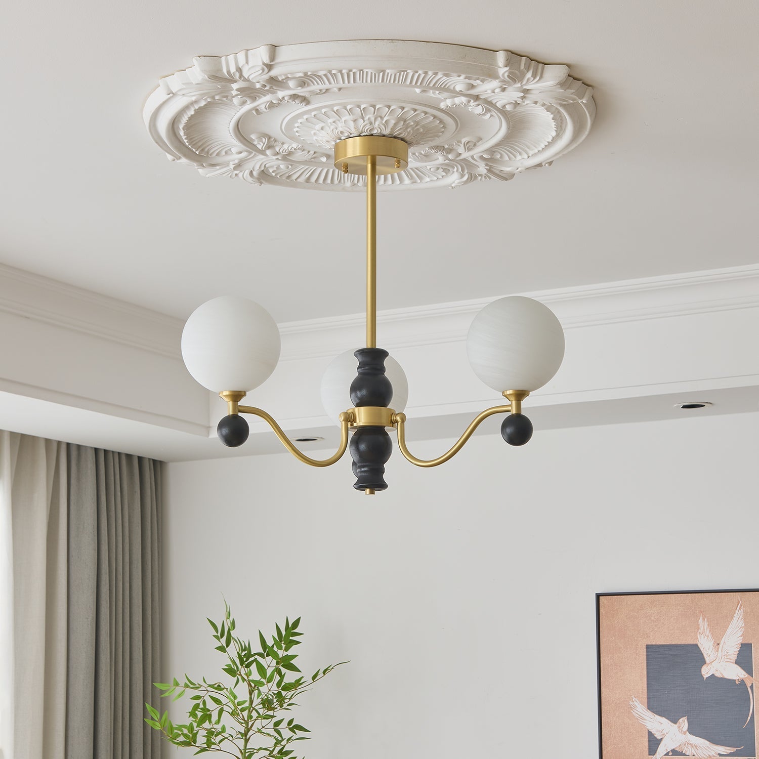 Ershaan Sphere Elegance Vintage Brass Wood Chandelier - Letslighting