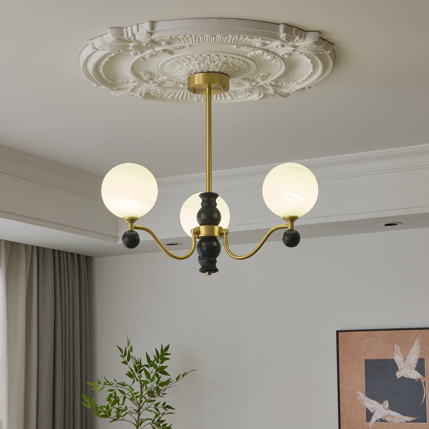 Ershaan Sphere Elegance Vintage Brass Wood Chandelier - Letslighting