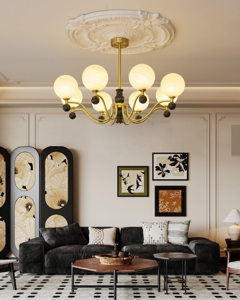 Ershaan Sphere Elegance Vintage Brass Wood Chandelier - Letslighting