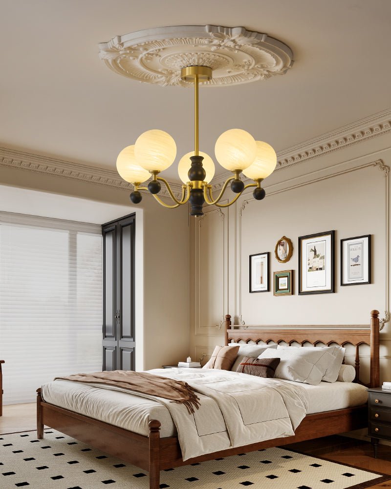 Ershaan Sphere Elegance Vintage Brass Wood Chandelier - Letslighting