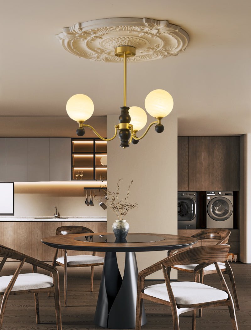 Ershaan Sphere Elegance Vintage Brass Wood Chandelier - Letslighting