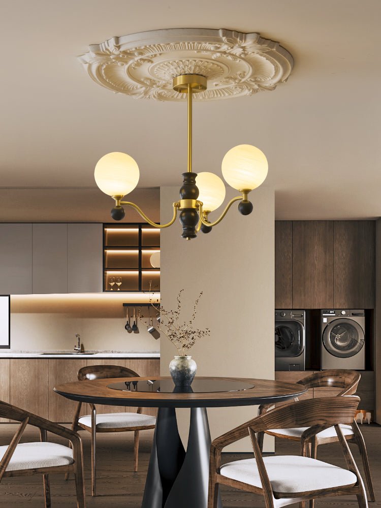 Ershaan Sphere Elegance Vintage Brass Wood Chandelier - Letslighting