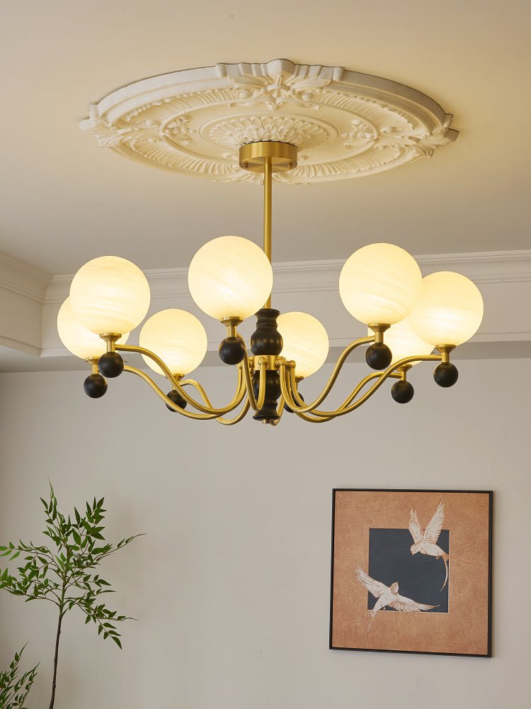 Ershaan Sphere Elegance Vintage Brass Wood Chandelier - Letslighting