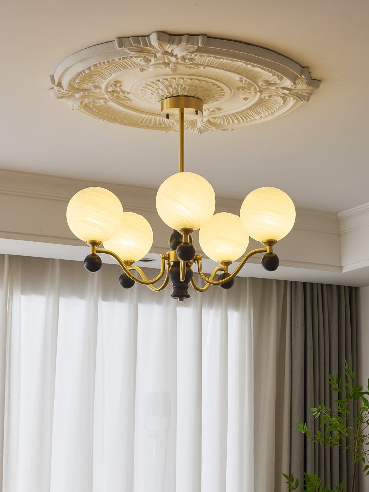 Ershaan Sphere Elegance Vintage Brass Wood Chandelier - Letslighting