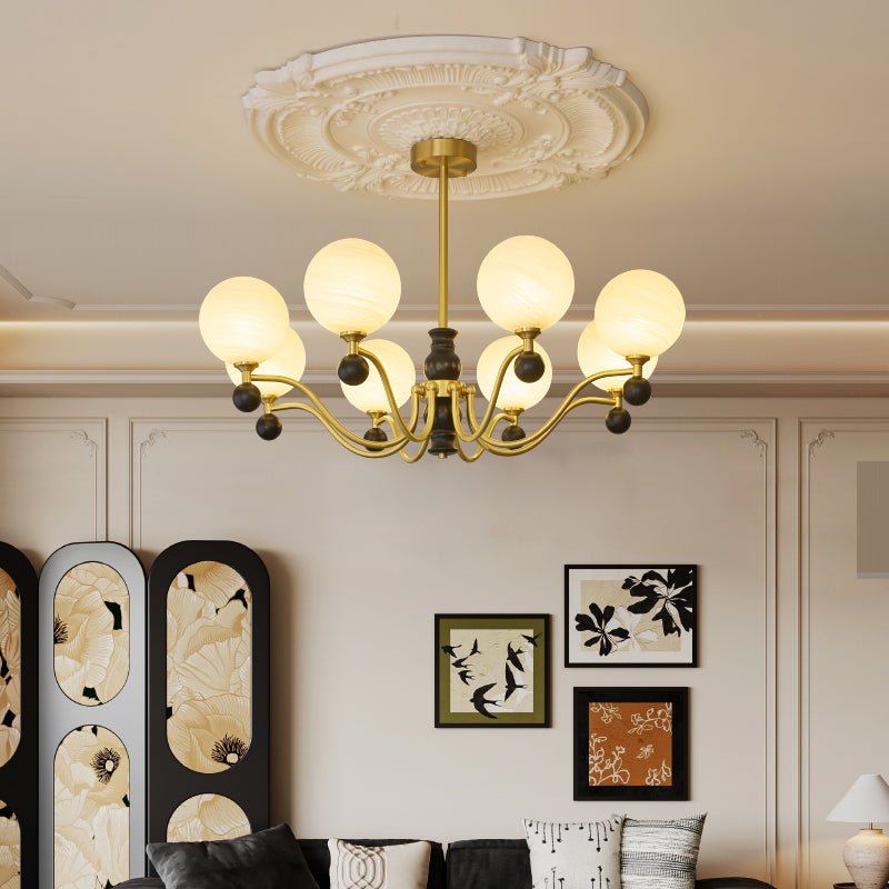 Ershaan Sphere Elegance Vintage Brass Wood Chandelier - Letslighting